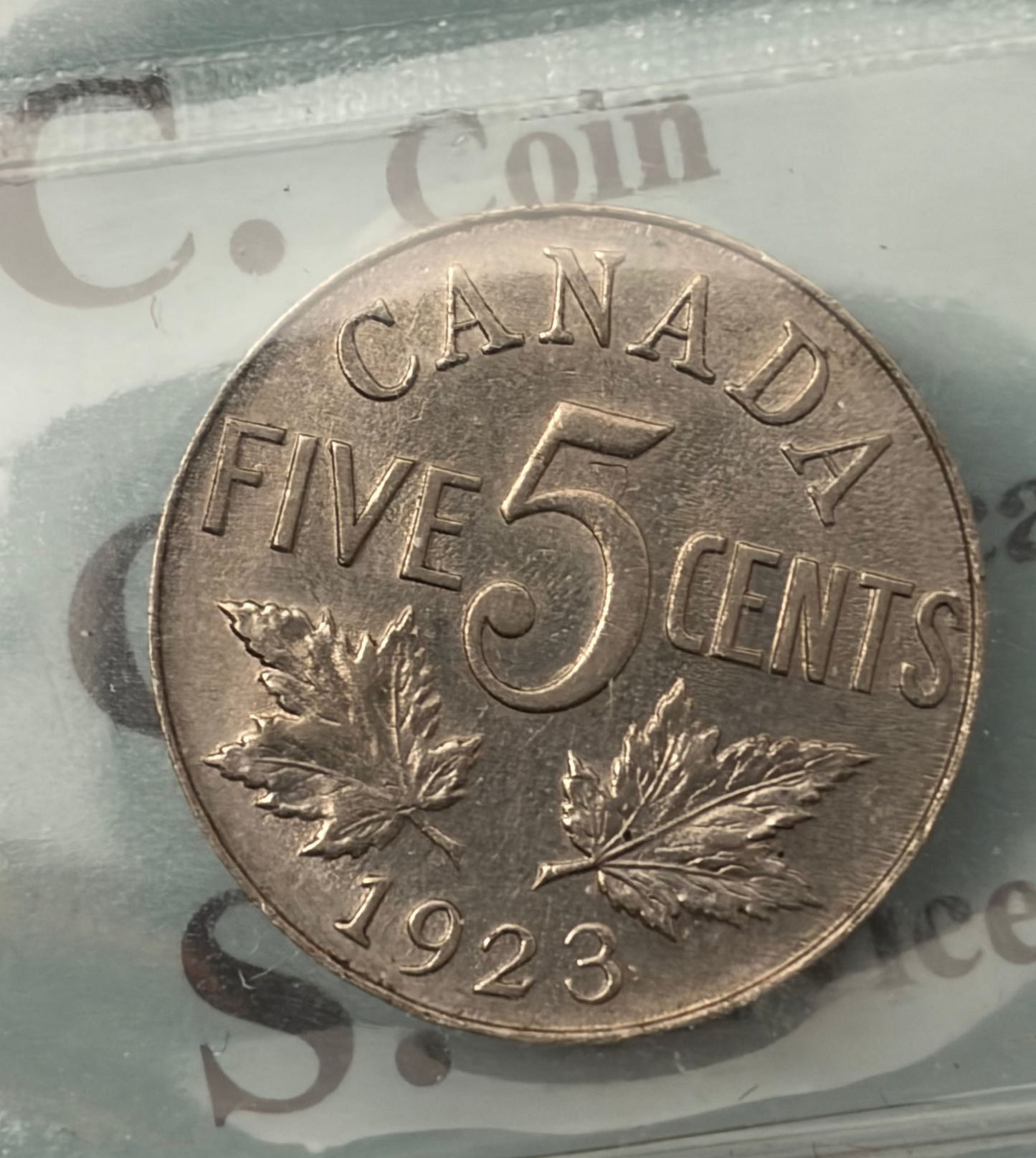 1923 Canada 5 Cents | CCCS AU-55 | King George V Nickel
