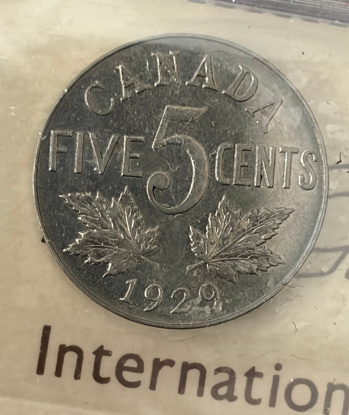 1929 Canada 5 Cents | ICCS EF-45 | King George V Nickel