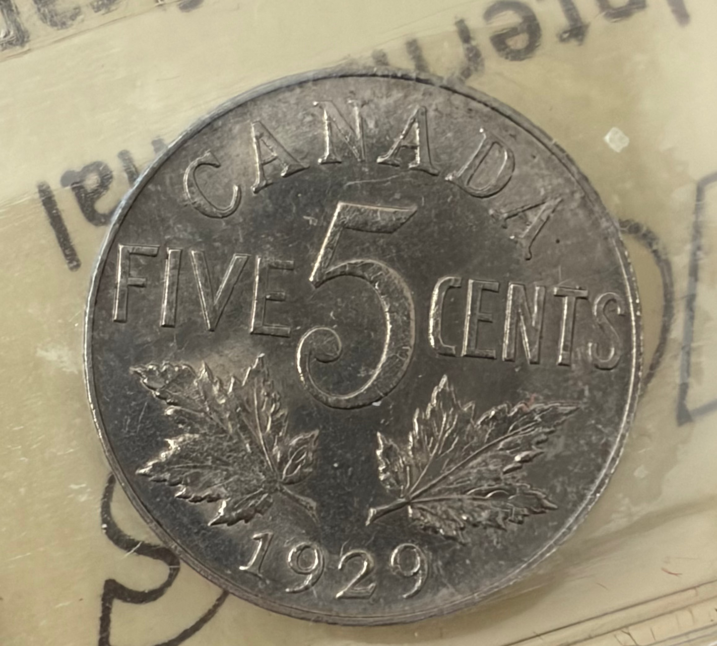 1929 Canada 5 Cents | ICCS MS-64 | King George V Nickel | String 8 Bead Strike!