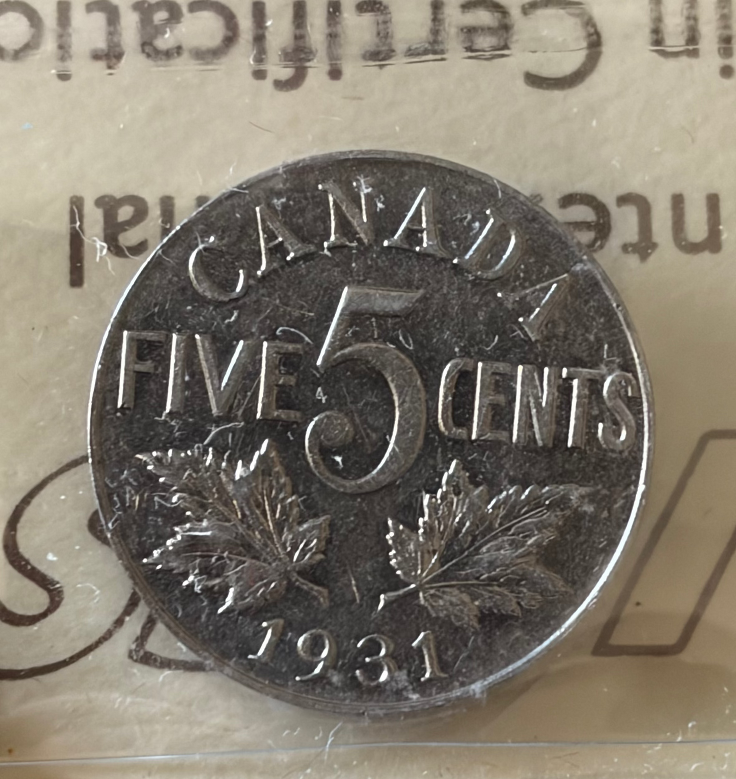 1931 Canada 5 Cents | ICCS EF-45 | King George V Nickel