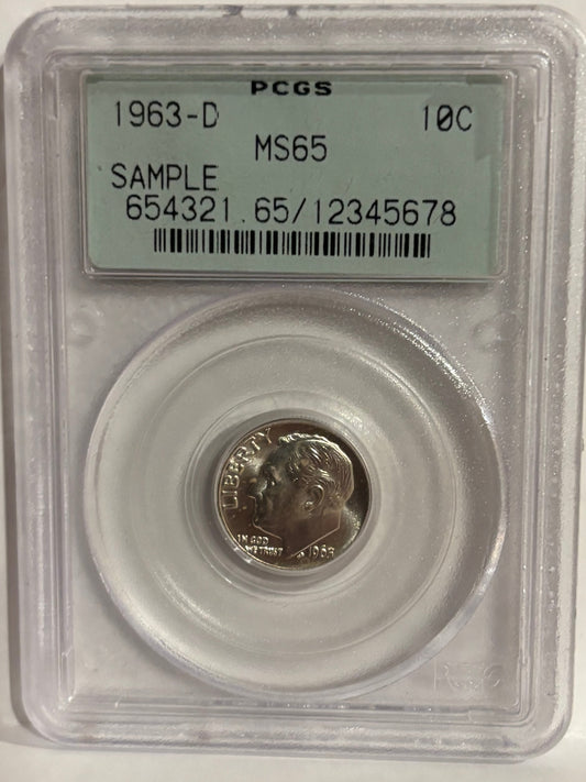1963-D 10C PCGS MS65 Sample slab
