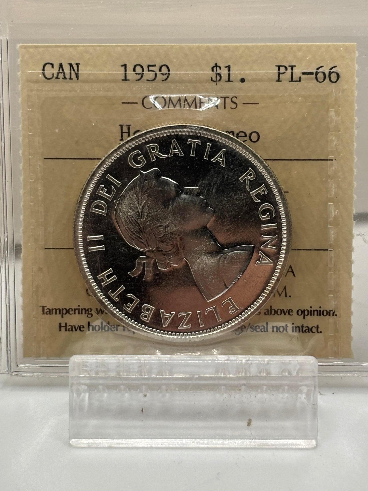 1959 Canada $1 ICCS Graded PL-66 Heavy Cameo