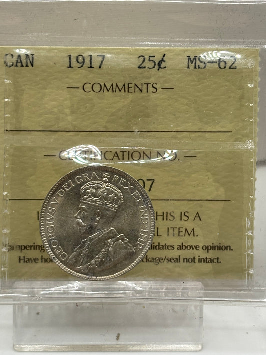 1917 Canada 25 Cents ICCS Graded MS-62