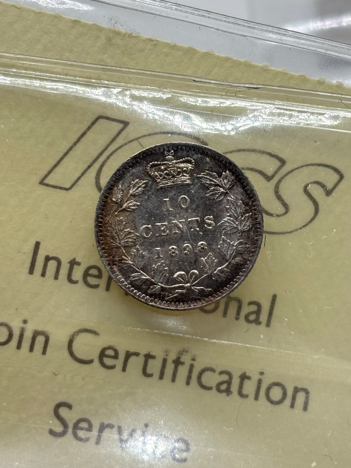 1898 Canada 10 Cents Obv 6 ICCS Graded MS-60