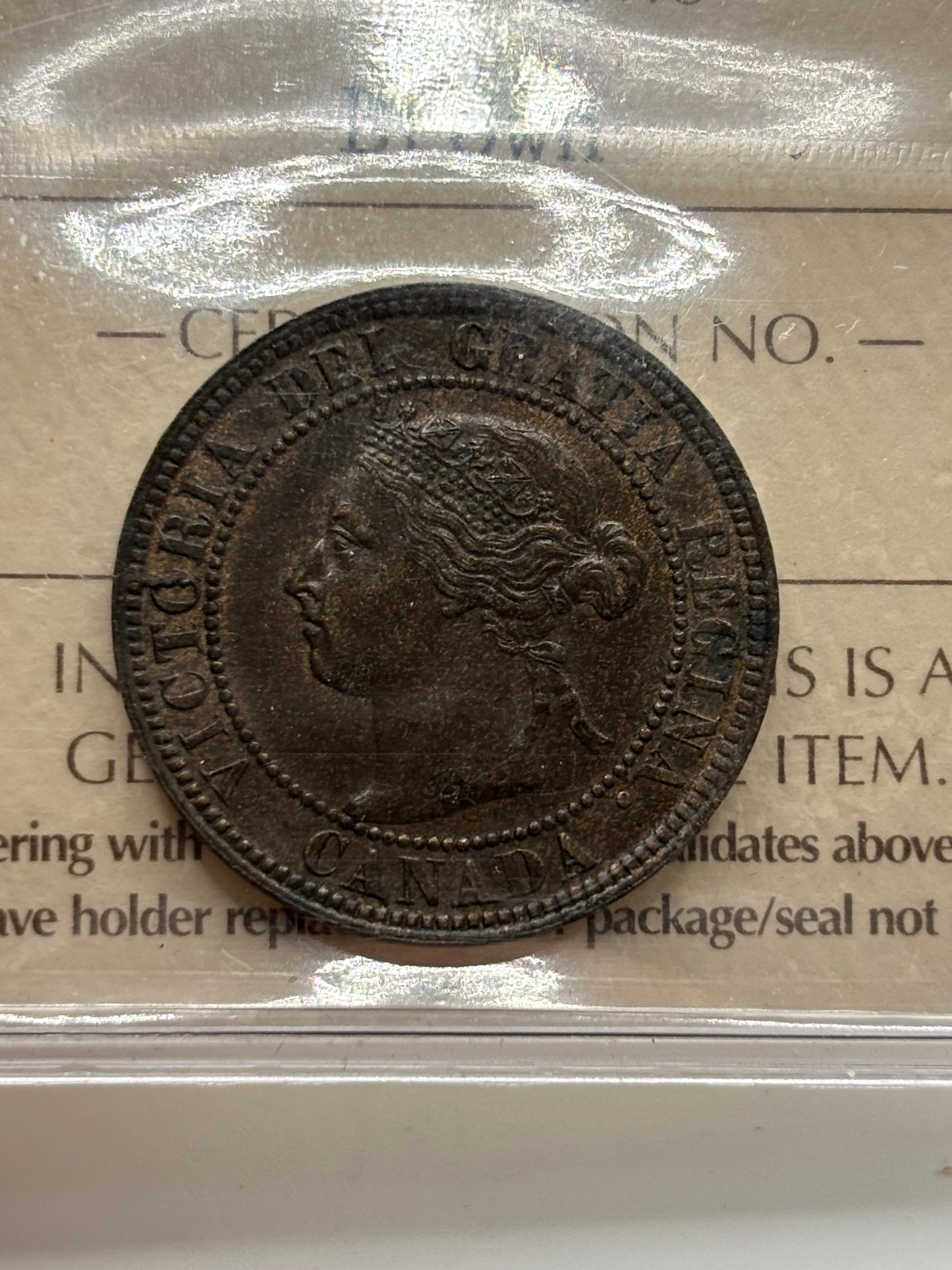 1896 Canada 1 Cent ICCS Graded MS-60 Brown