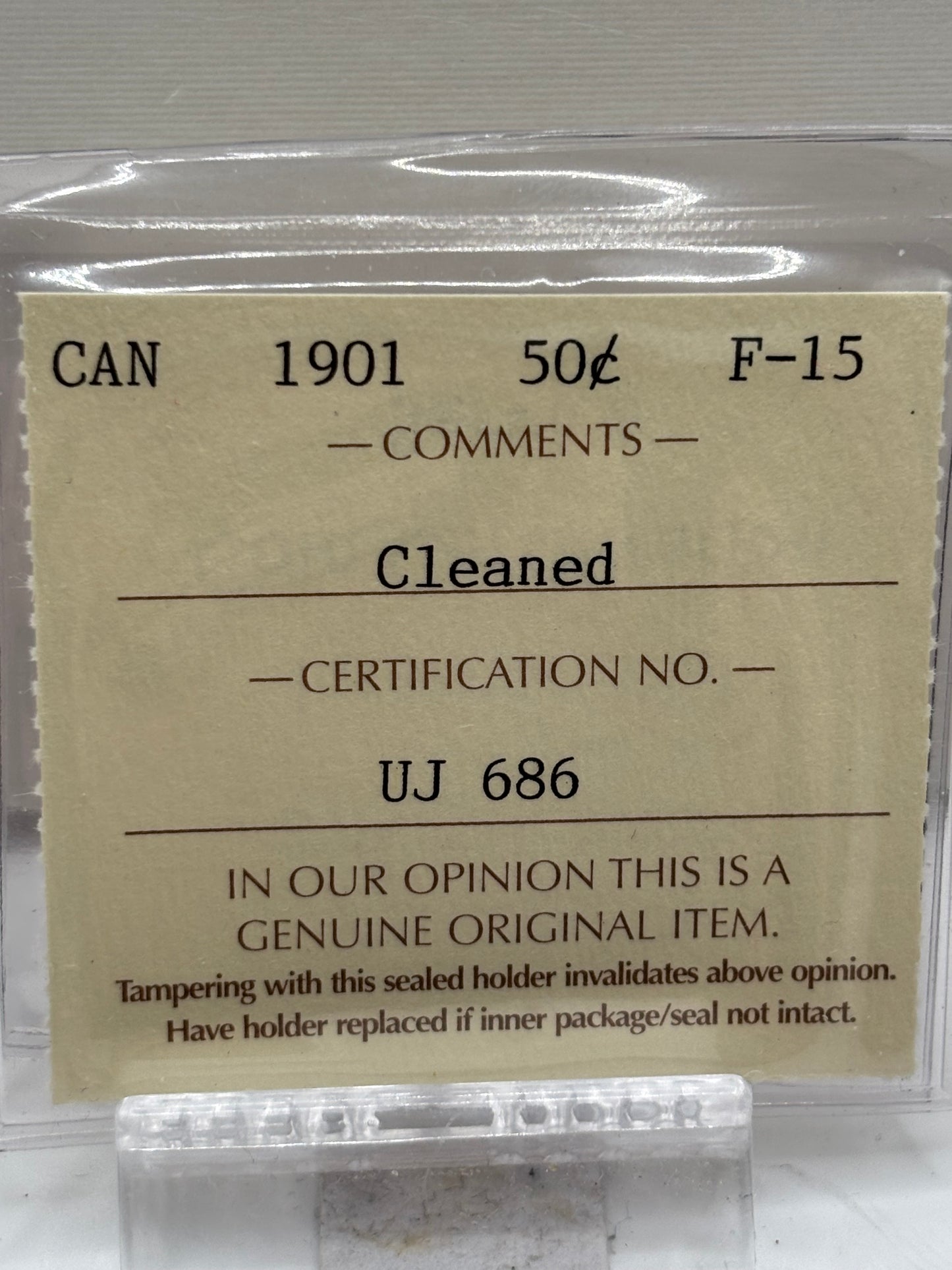 Canada 1901 Canada 50 Cents ICCS Graded F-15 Cleaned
