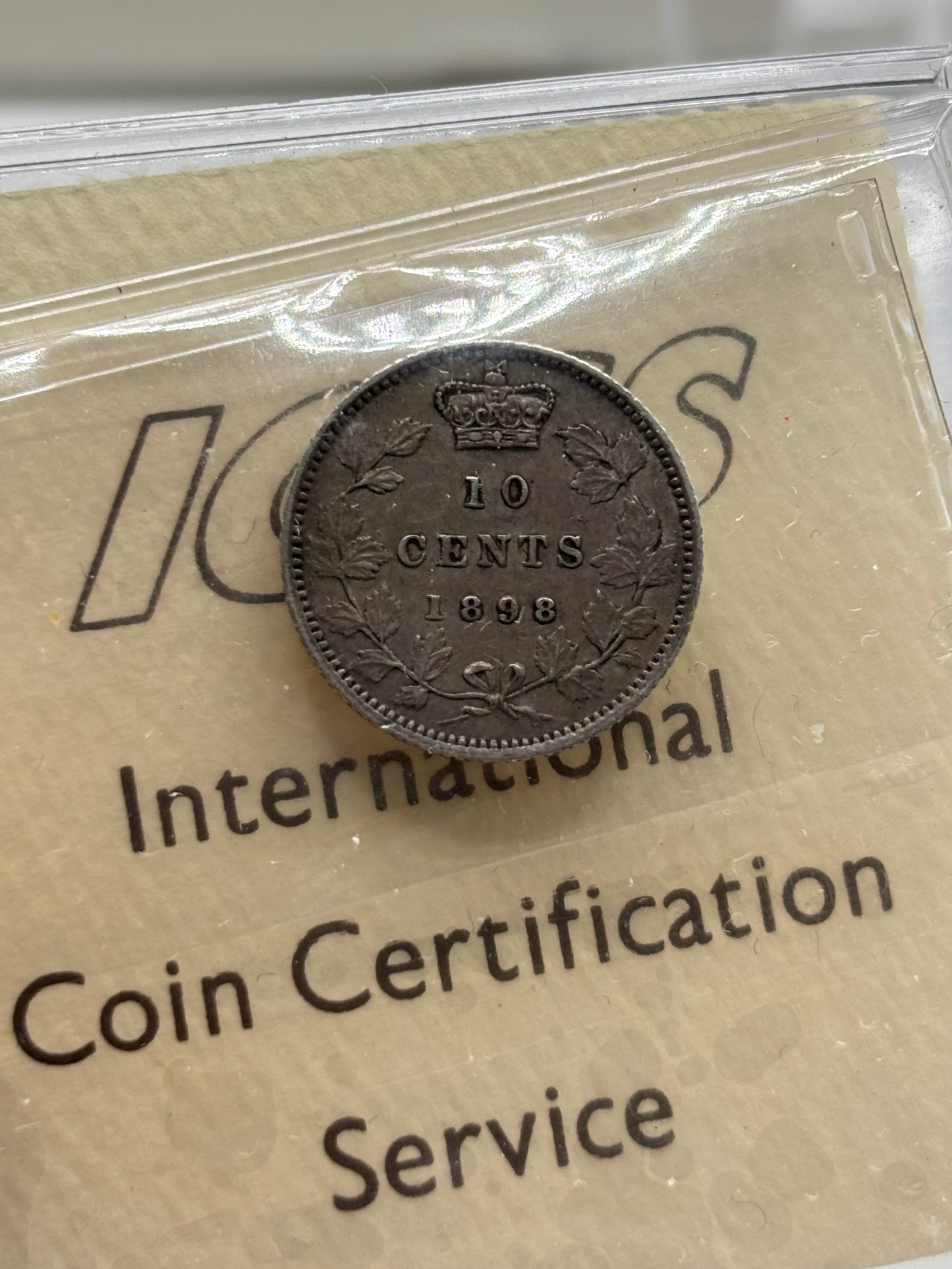 1898 Canada 10 Cents Obv 6 ICCS Graded EF-40