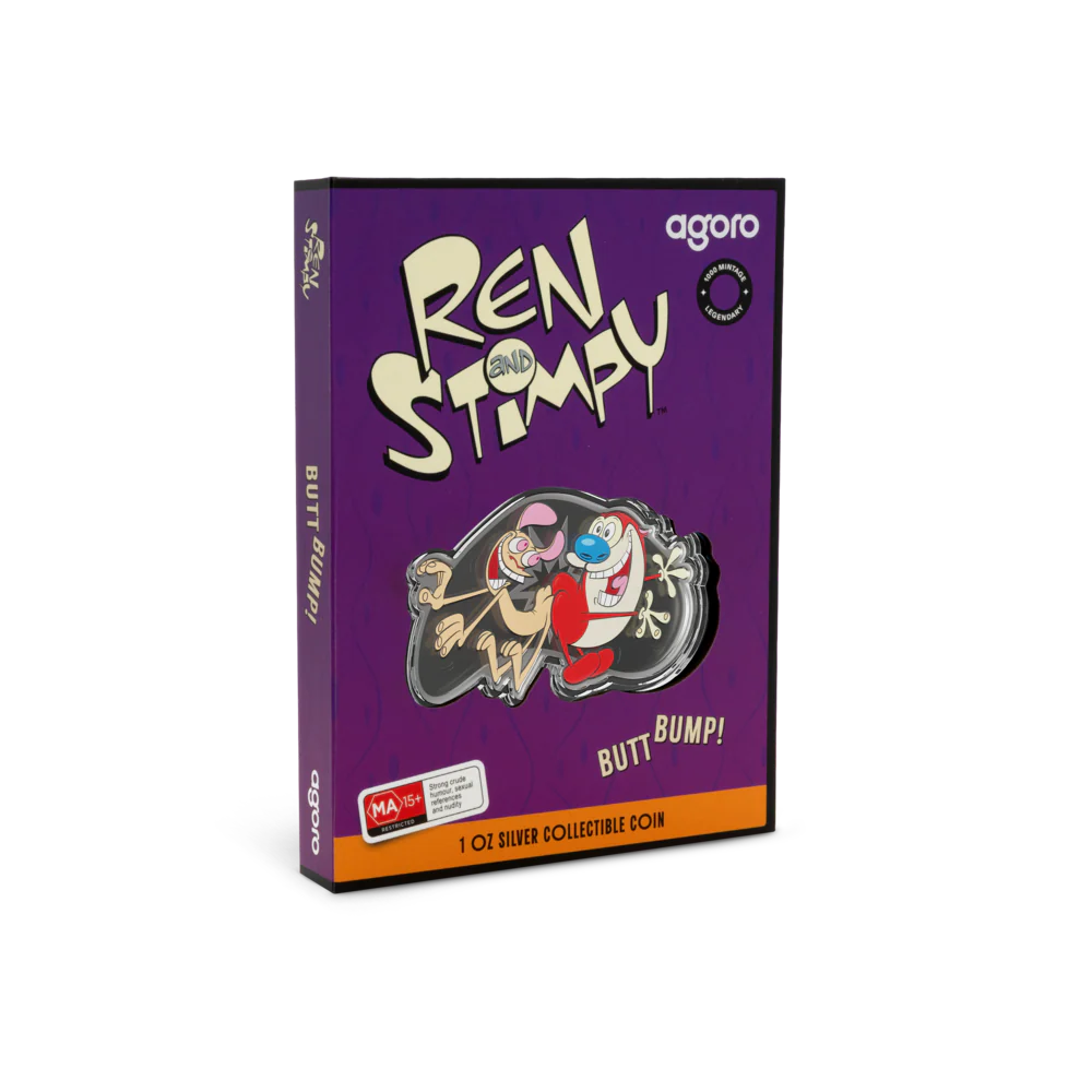 Ren & Stimpy - Butt Bump 1oz Silver Collectible Coin