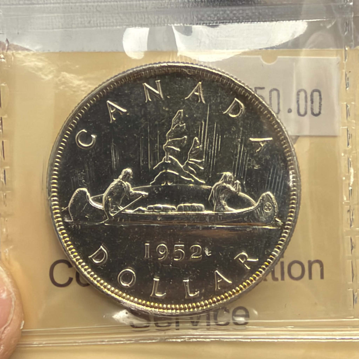 1952 Canadian silver dollar George VI obverse, ICCS MS60 Arnprior