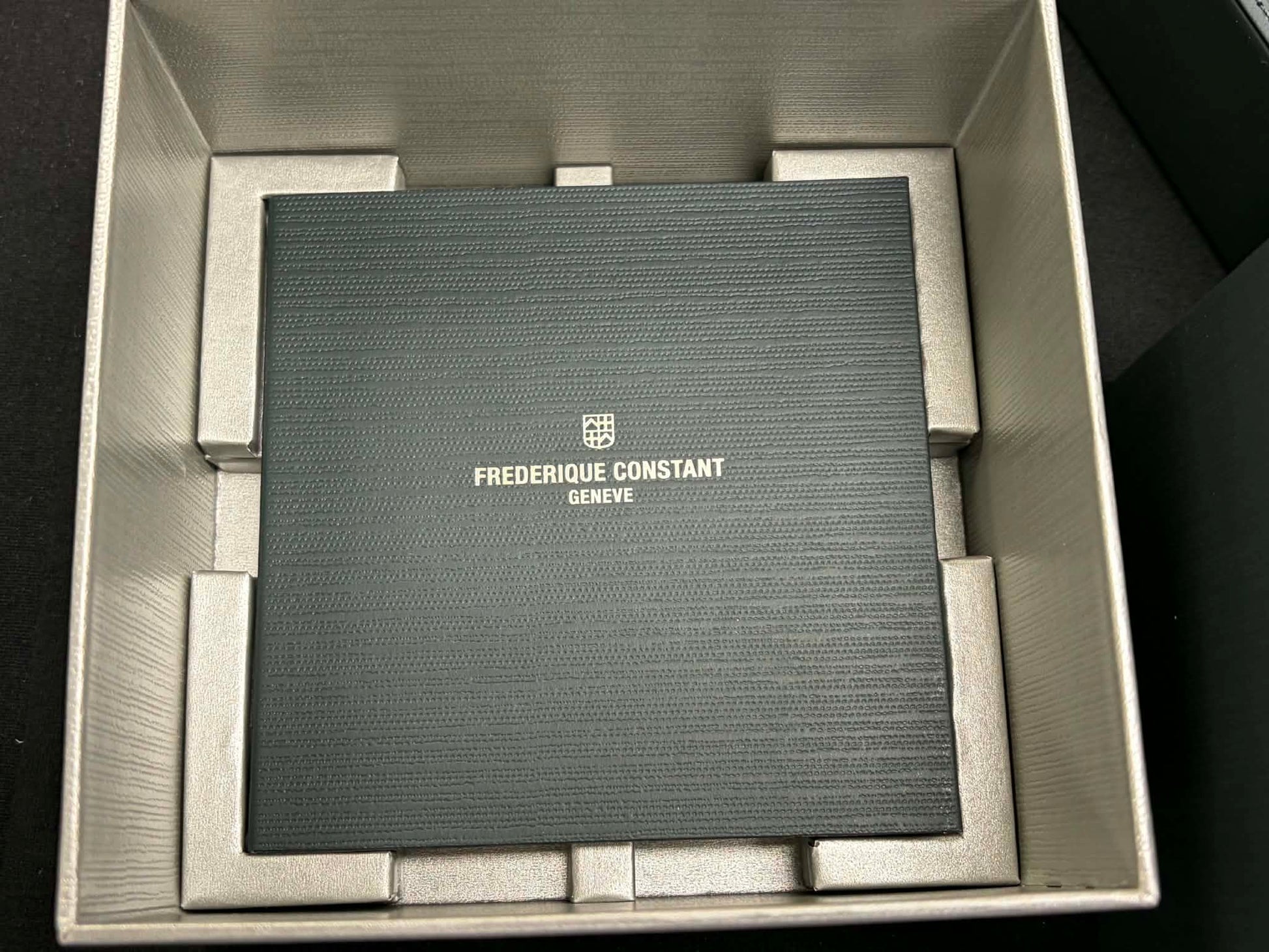 Frédérique Constant original box with Certificate of Authenticity, International Warranty, and User Manual cards