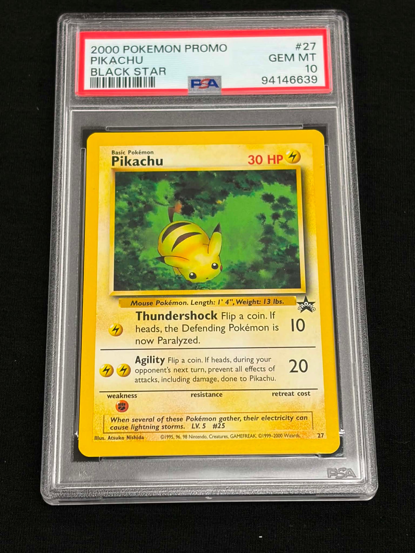 2000 Pokémon Black Star Promo Pikachu #27 PSA 10 GEM MT — Front