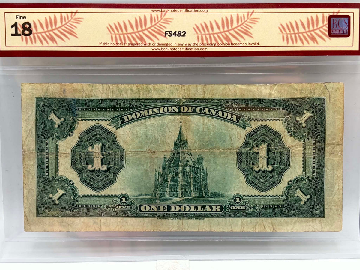 1923 Dominion of Canada $1 DC-25g McCavour-Saunders Red Seal BCS Fine 18 - Obverse