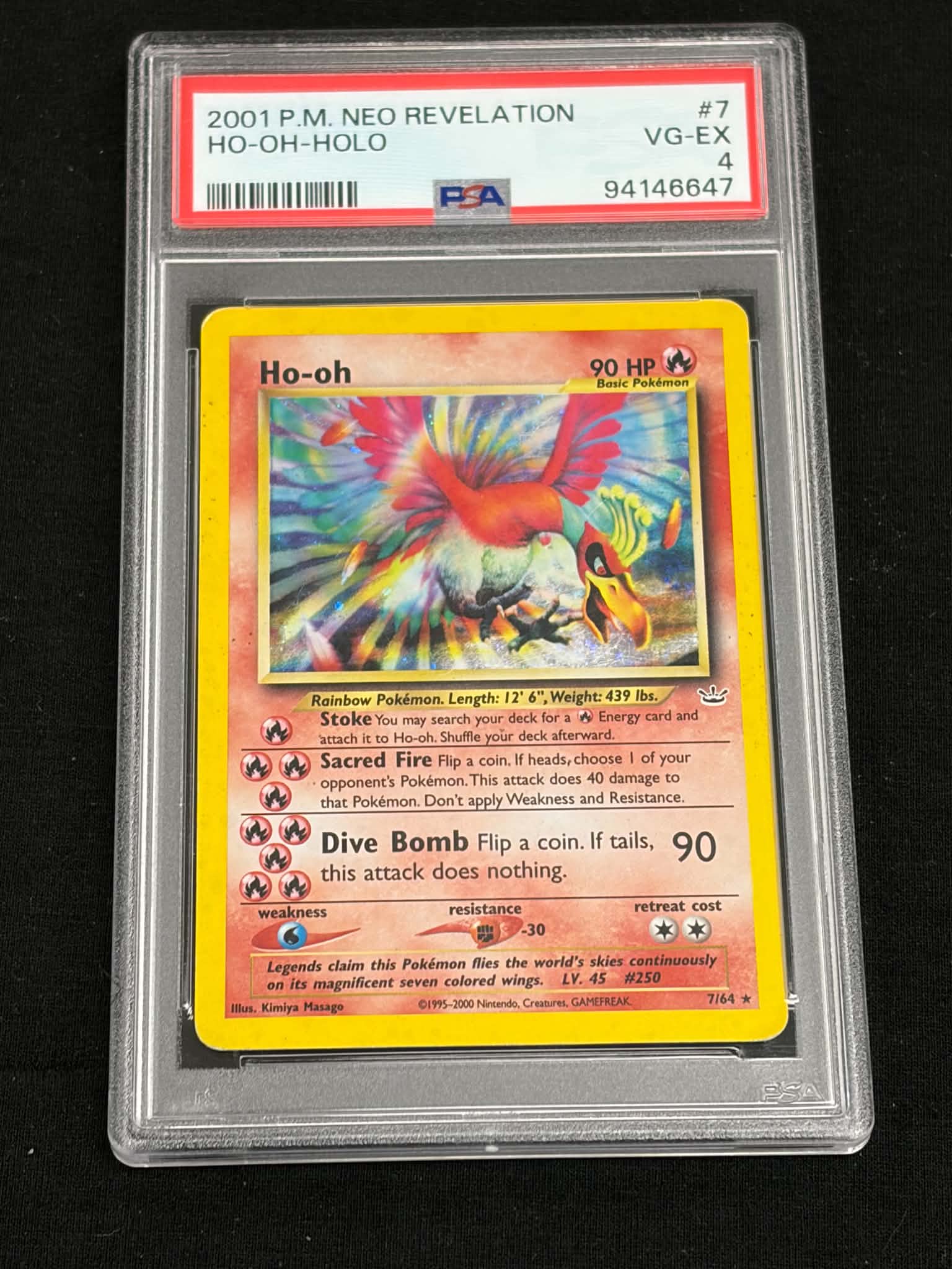 2001 Pokémon Neo Revelation Ho-Oh Holo #7/64 PSA 4 VG-EX — Front