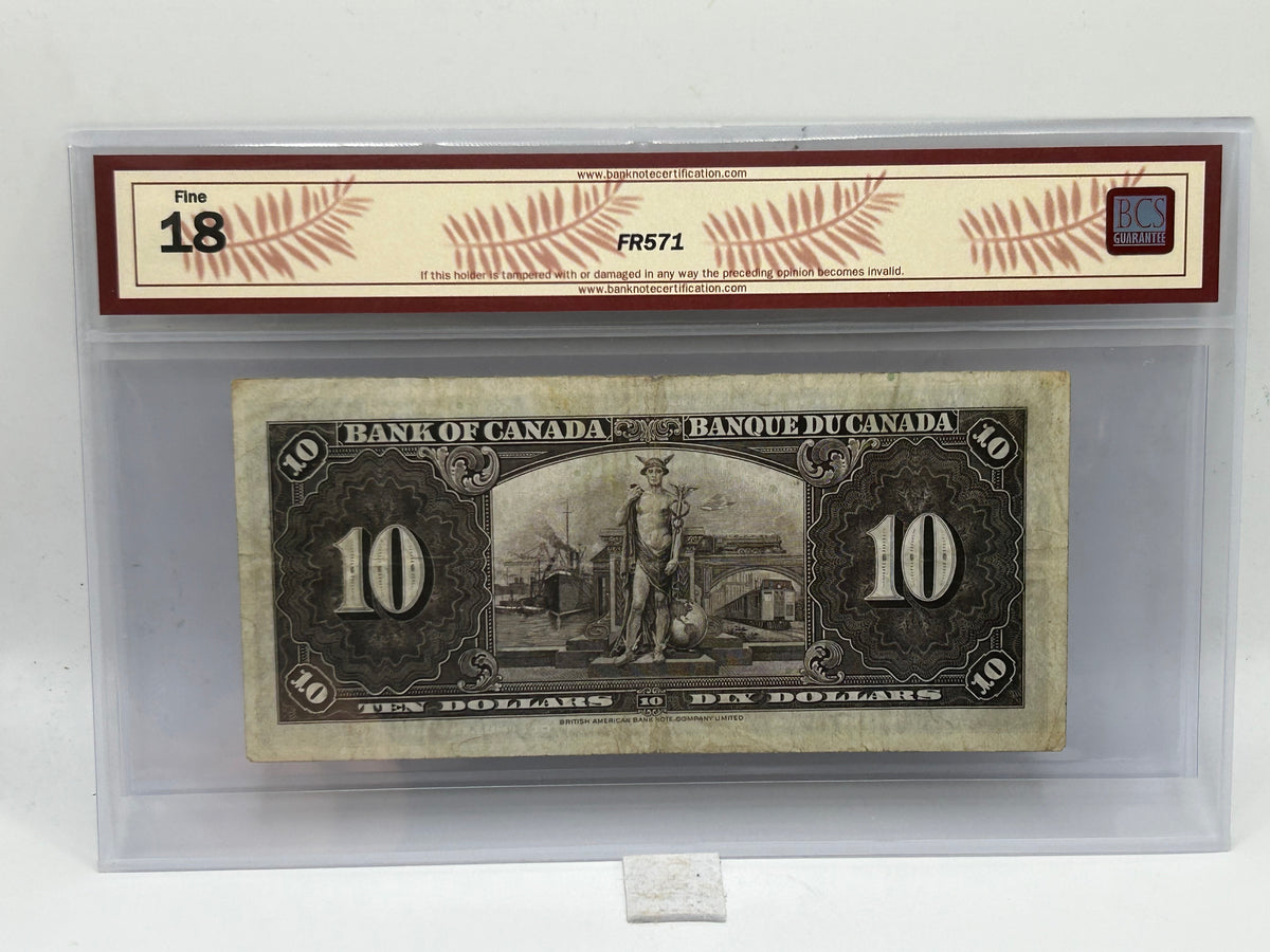 1937 Bank of Canada $10 BC-24c Coyne-Towers BCS Fine 18 - Obverse