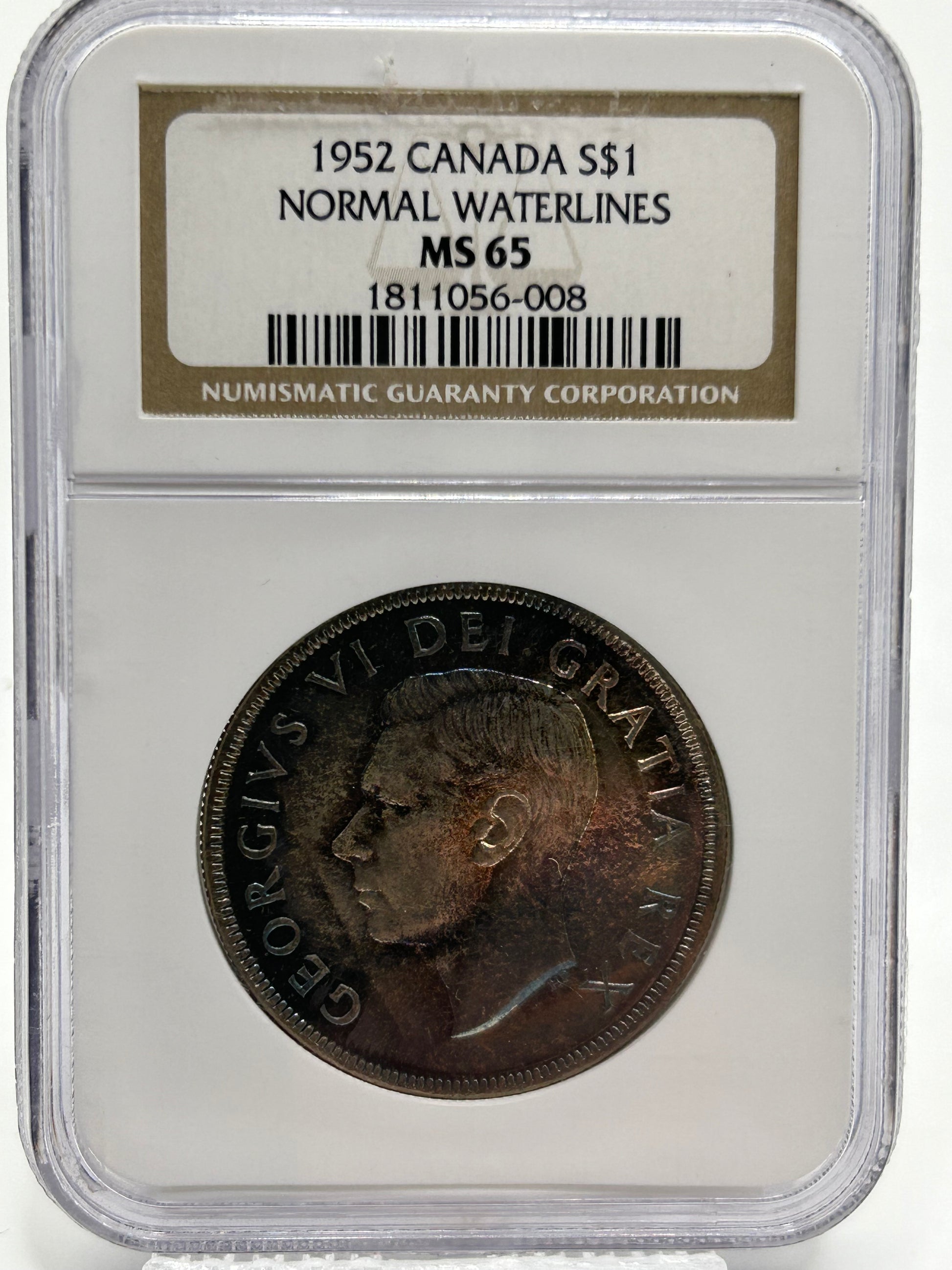 1952 Canada Silver Dollar NGC MS 65 Normal Waterlines King George VI — Obverse