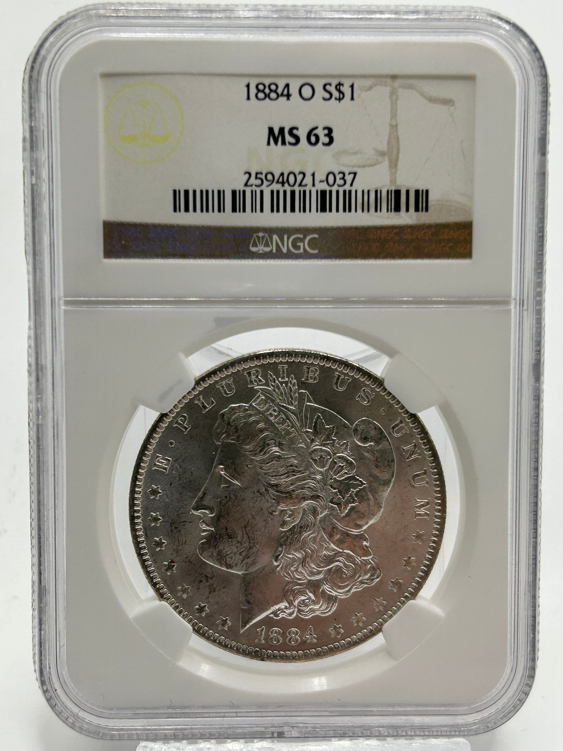 1884-O Morgan Silver Dollar NGC MS 63 Liberty Head — Obverse