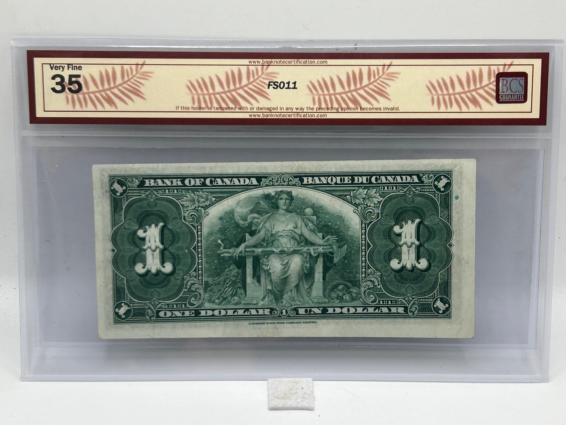 1937 Bank of Canada $1 BC-21a Osborne-Towers BCS Very Fine 35 - Reverse