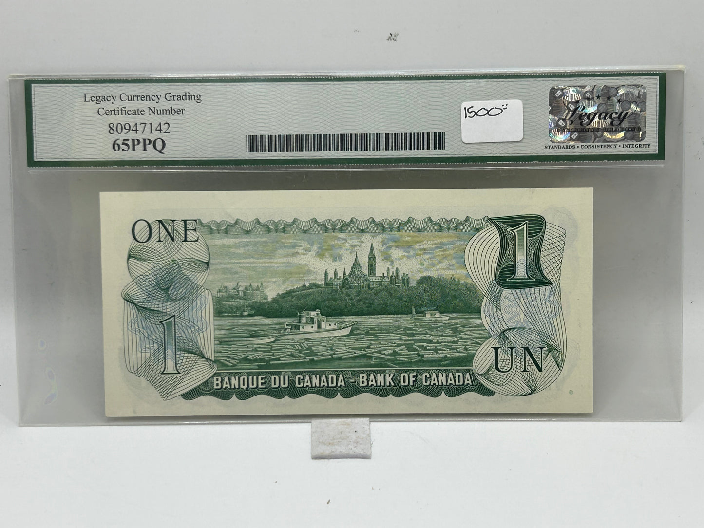 1973 Bank of Canada $1 Error BC-46a Lawson-Bouey Partial Back to Face Offset Legacy Gem New 65PPQ - Reverse