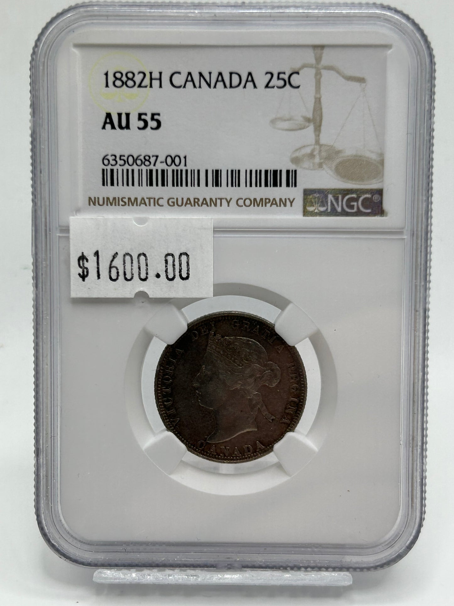 1882H Canada 25 Cents NGC AU 55 — Reverse