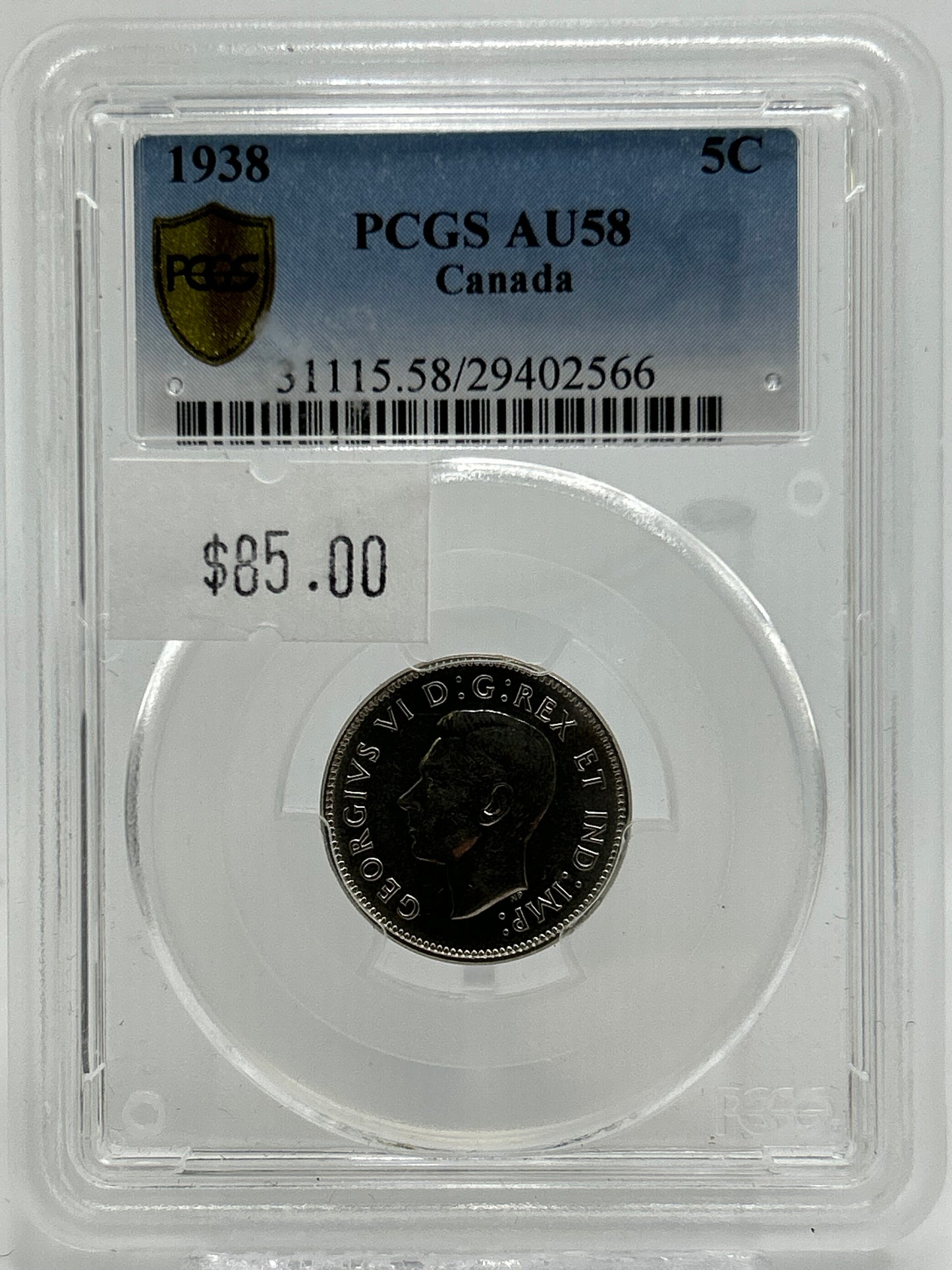 1938 Canada 5 Cents PCGS AU 58 Beaver Reverse — Reverse