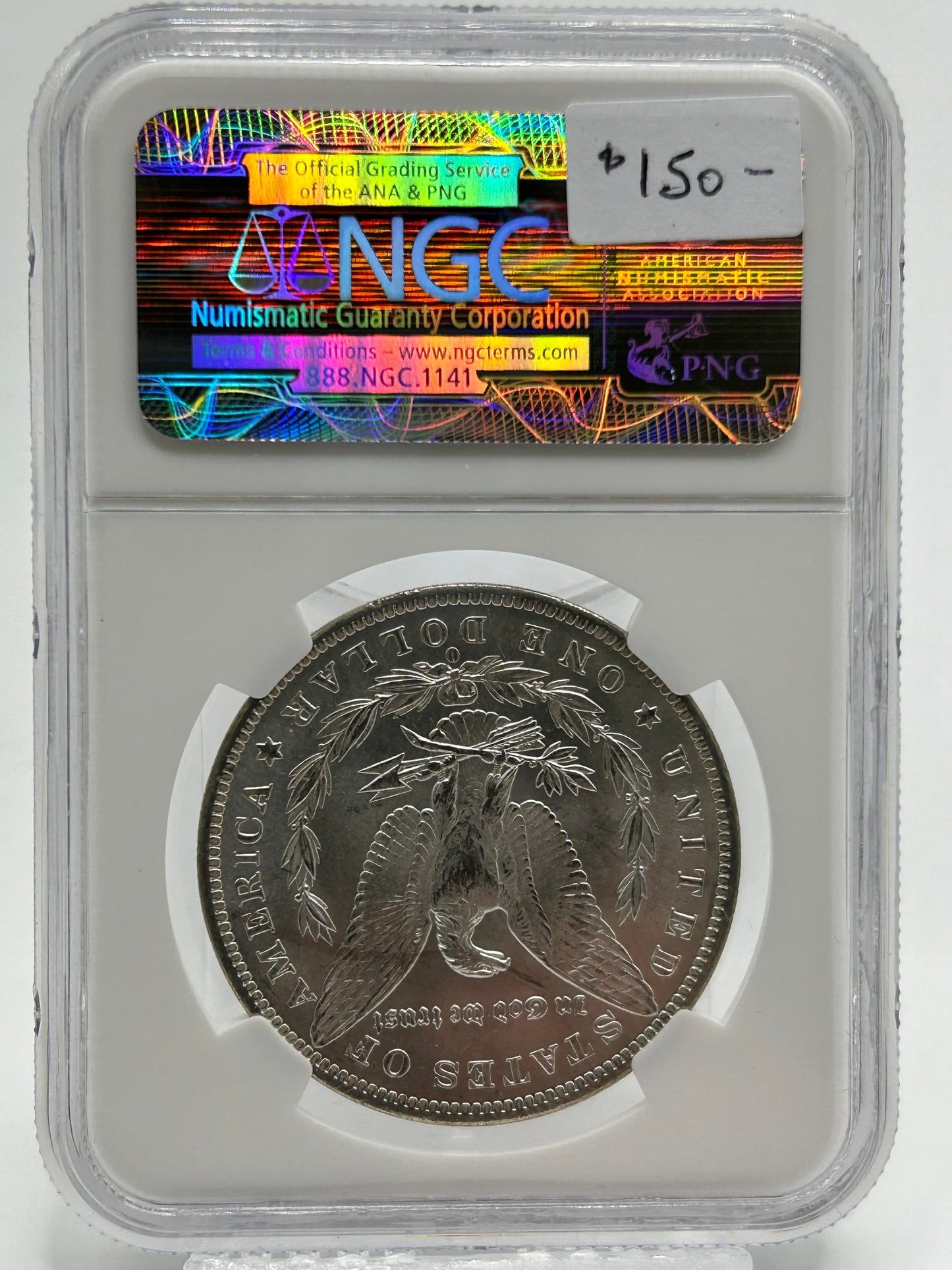 1884-O Morgan Silver Dollar NGC MS 63 — Heraldic Eagle Reverse