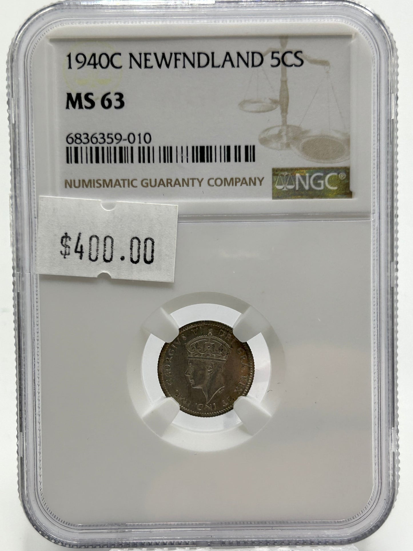 1940C Newfoundland 5 Cents NGC MS 63 King George VI — Obverse