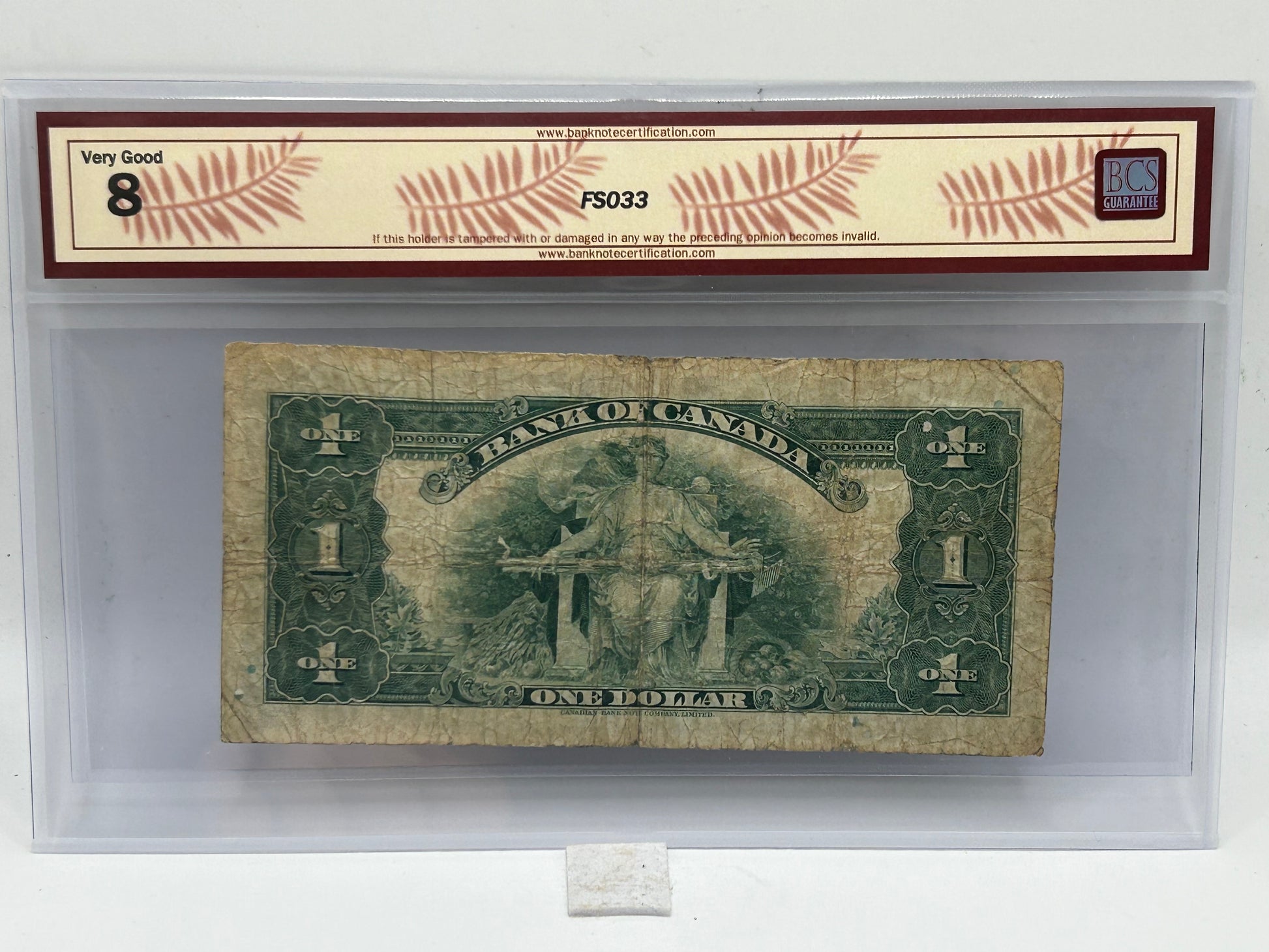 1935 Bank of Canada $1 BC-1 Osborne-Towers English Series A Check Letter D BCS Very Good 8 - Reverse