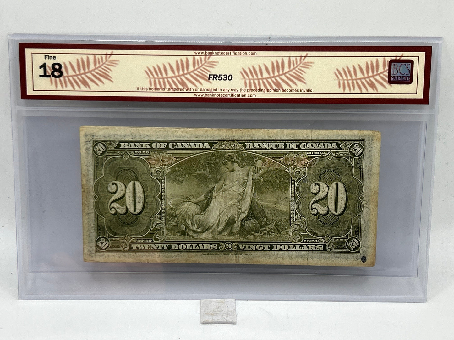 1937 Bank of Canada $20 BC-25c Coyne-Towers Changeover BCS Fine 18 - Reverse
