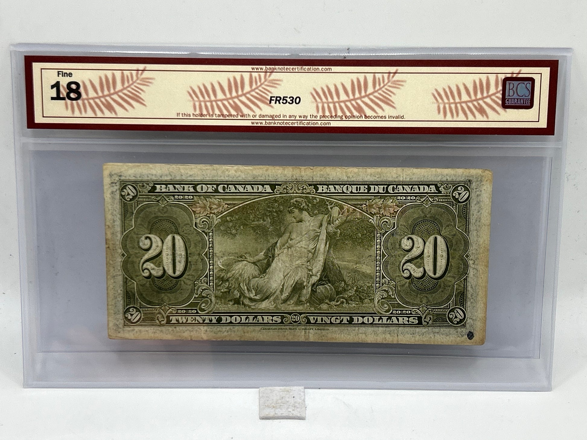 1937 Bank of Canada $20 BC-25c Coyne-Towers Changeover BCS Fine 18 - Reverse