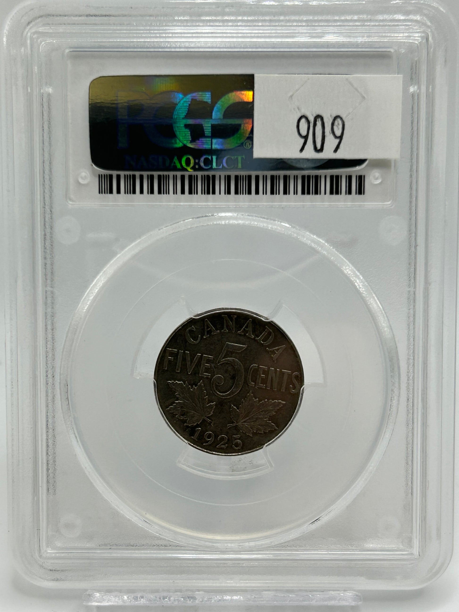 1925 Canada 5 Cents PCGS AU 50 — Reverse