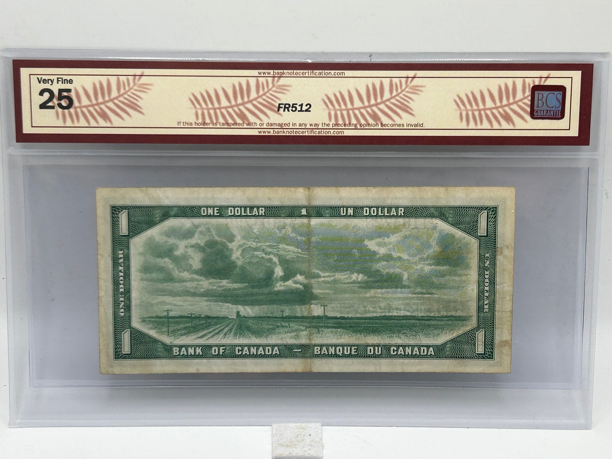1954 Bank of Canada $1 BC-29a Coyne-Towers Devil's Face BCS Very Fine 25 - Reverse