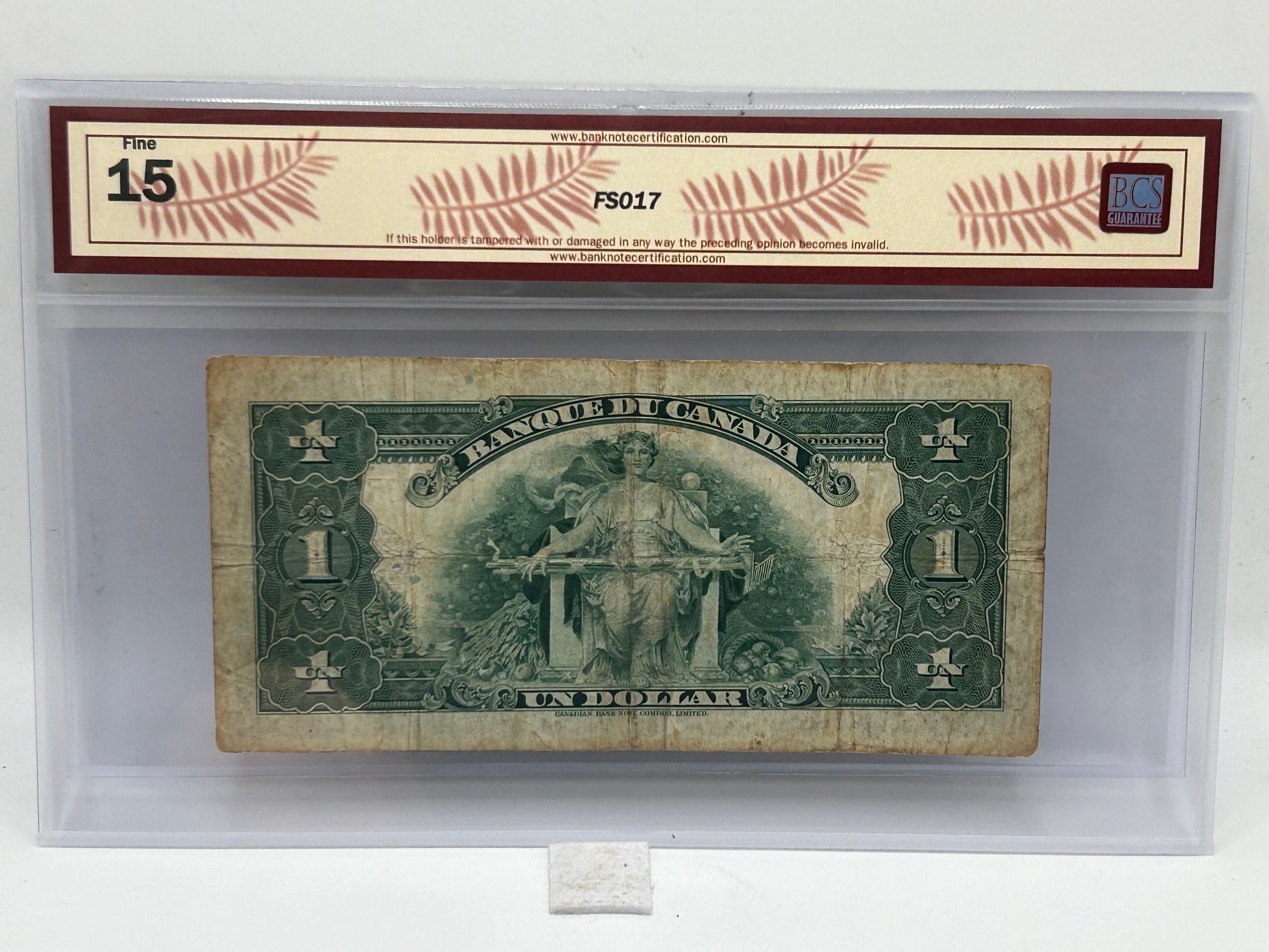 1935 Bank of Canada $1 BC-1 Osborne-Towers English Series A Check Letter C BCS Fine 15 - Reverse
