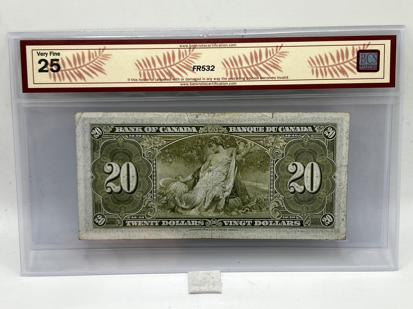 1937 Bank of Canada $20 BC-25c Coyne-Towers BCS Very Fine 25 - Reverse