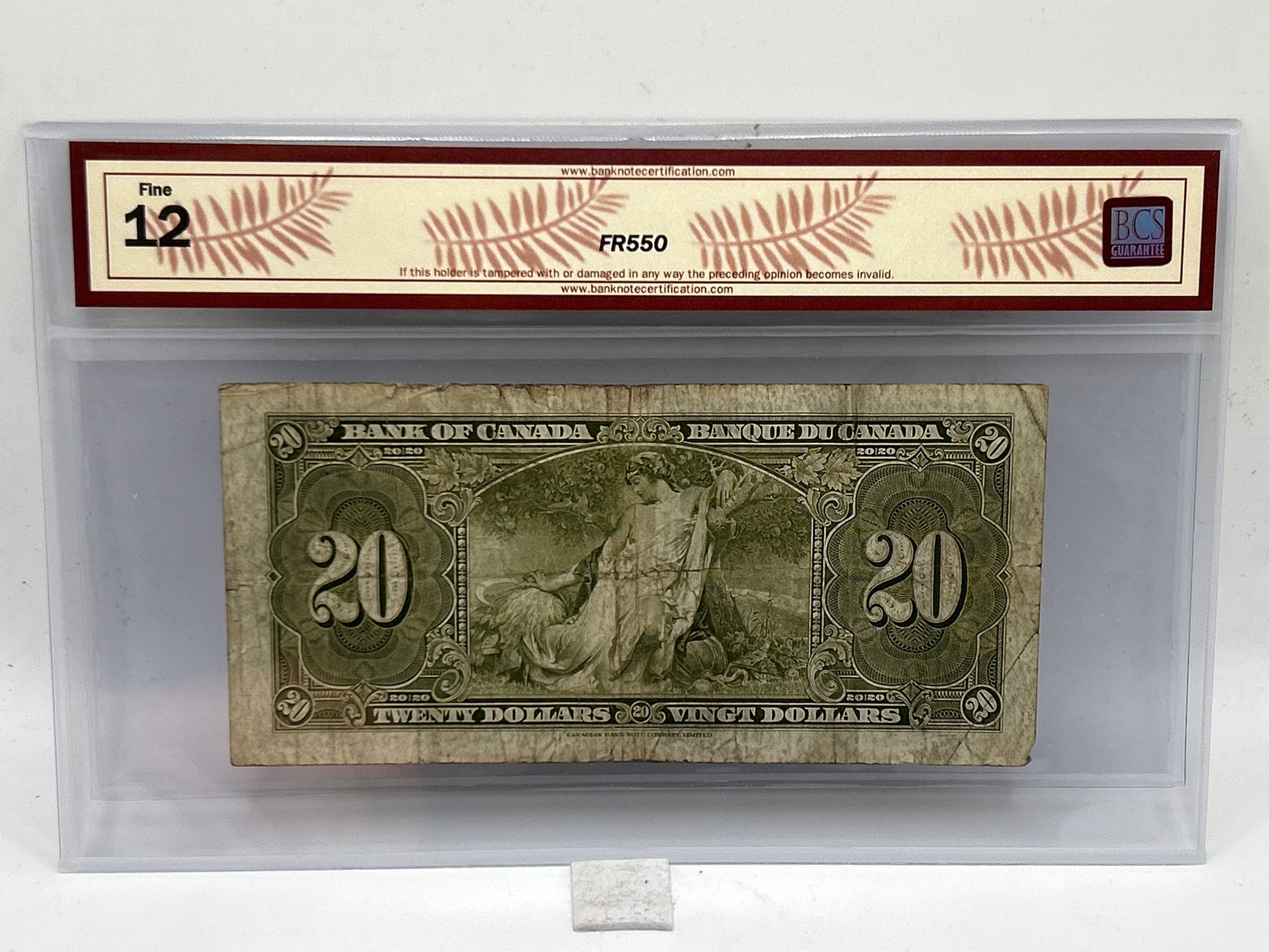1937 Bank of Canada $20 BC-25b Gordon-Towers BCS Fine 12 - Reverse