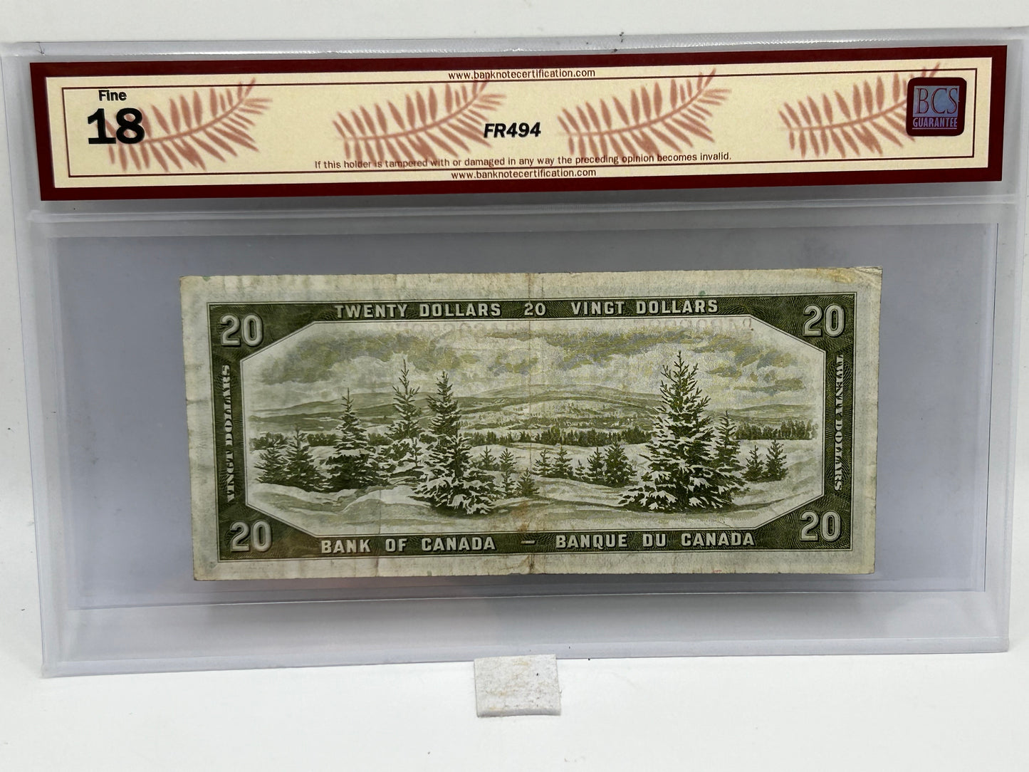 1954 Bank of Canada $20 BC-33b Beattie-Coyne Devil's Face BCS Fine 18 - Reverse