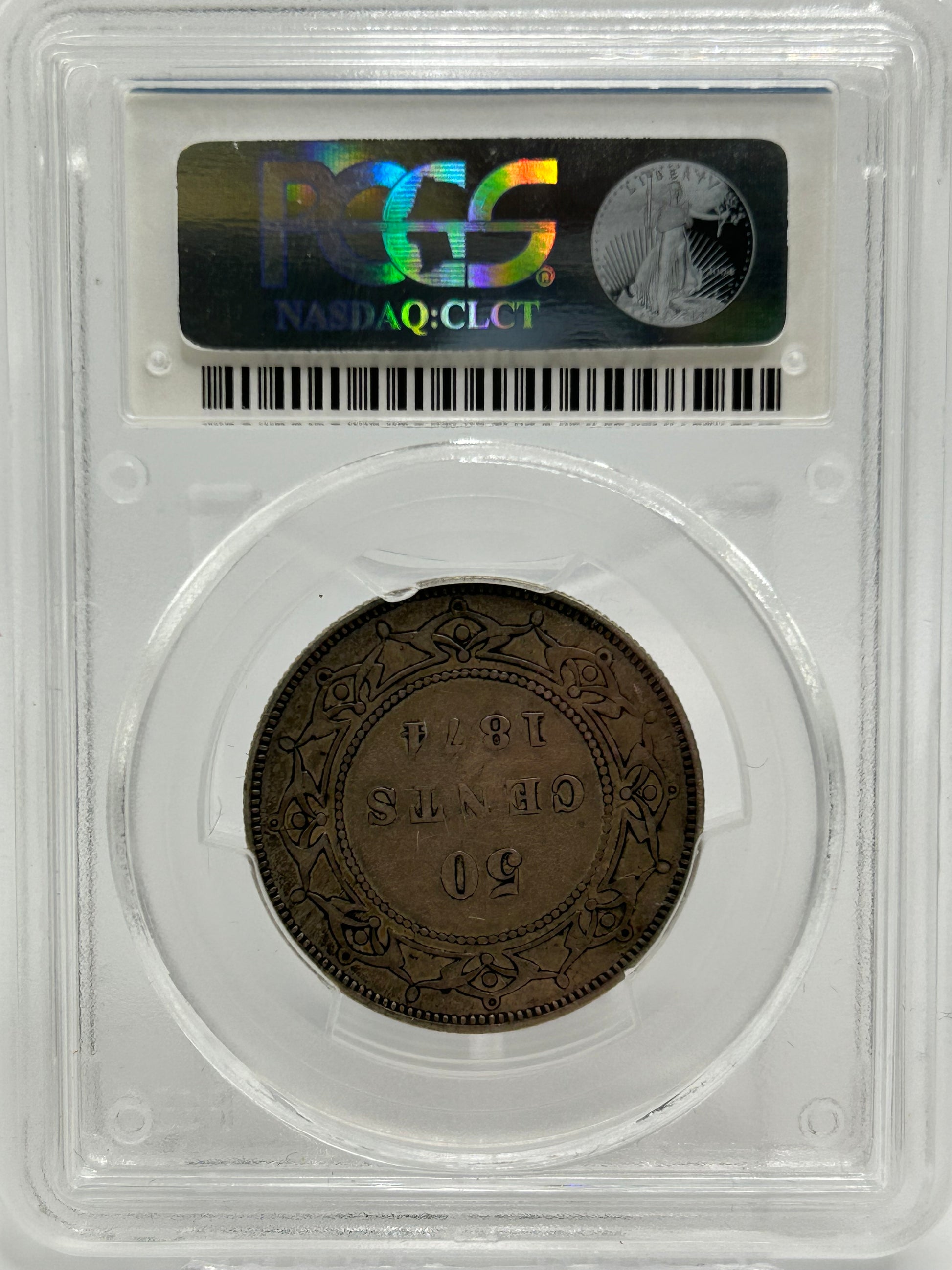 1874 Newfoundland 50 Cents PCGS XF 40 — Reverse