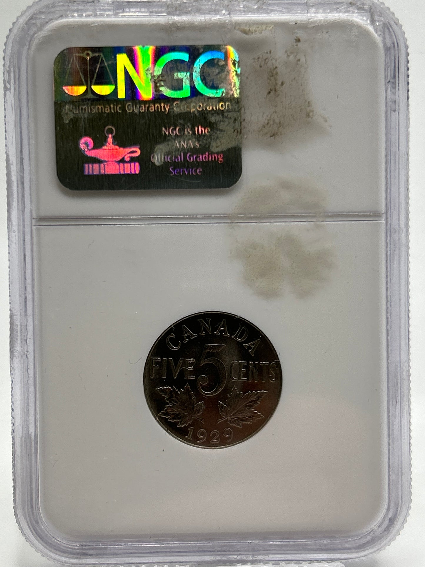 1929 Canada 5 Cents NGC MS 63 — Reverse