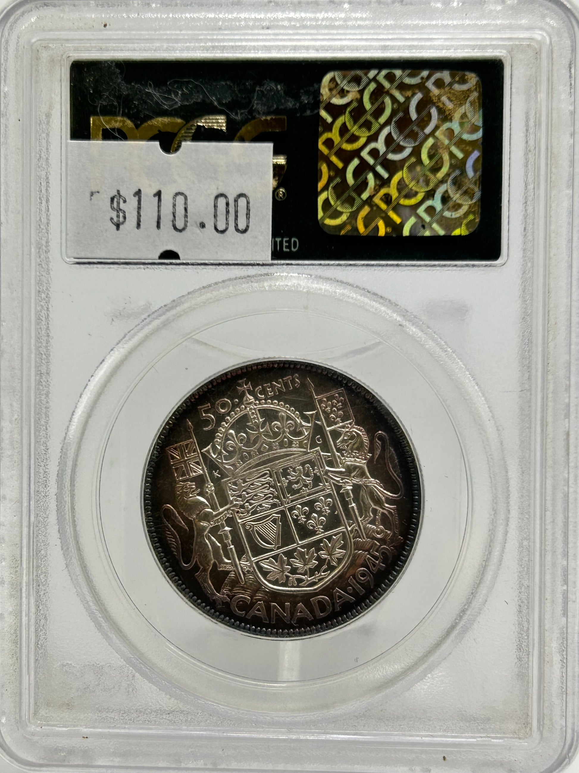 1945 Canada 50 Cents PCGS MS 63 Coat of Arms — Reverse