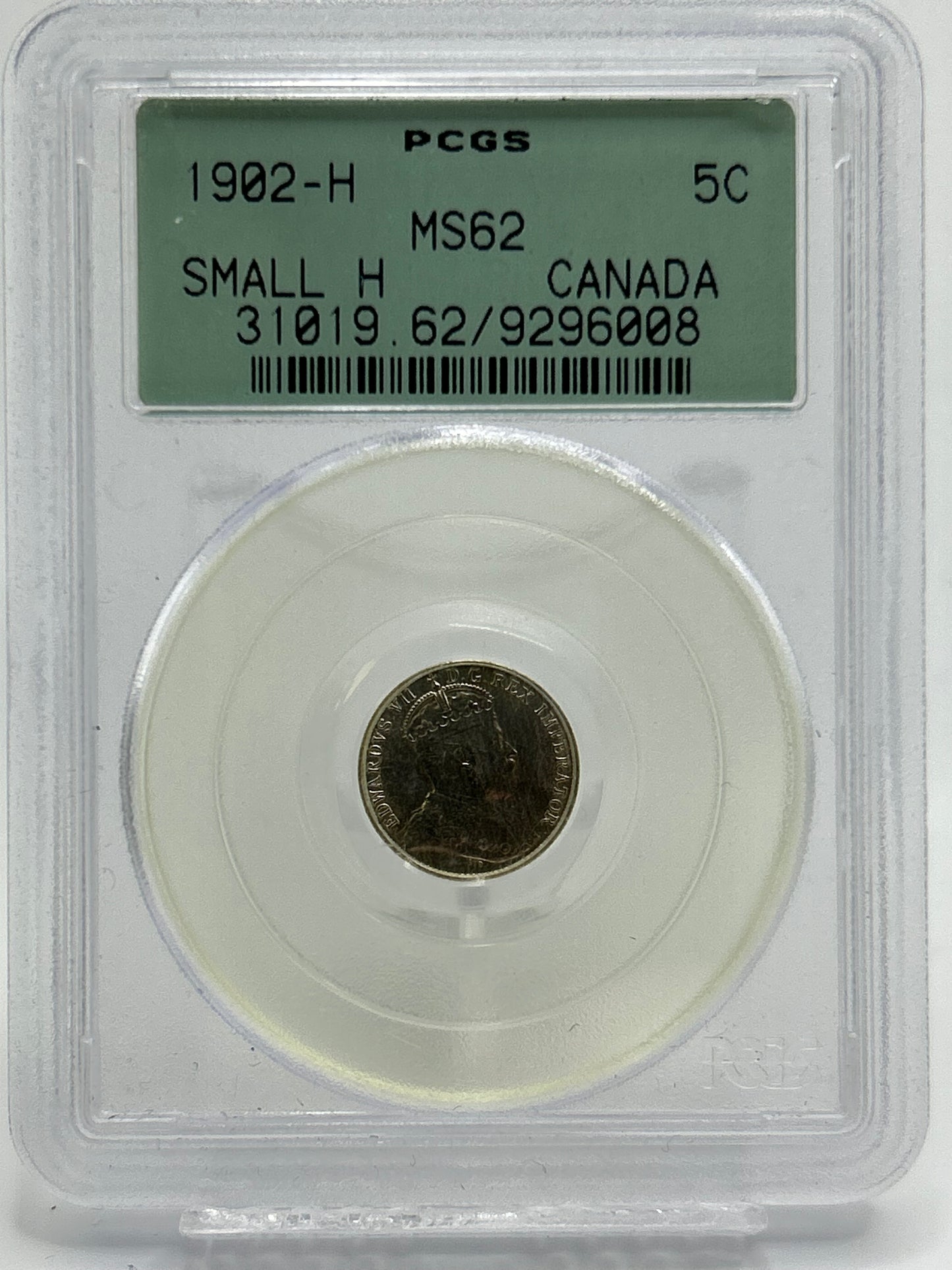 1902-H Canada 5 Cents PCGS MS 62 Small H — Obverse