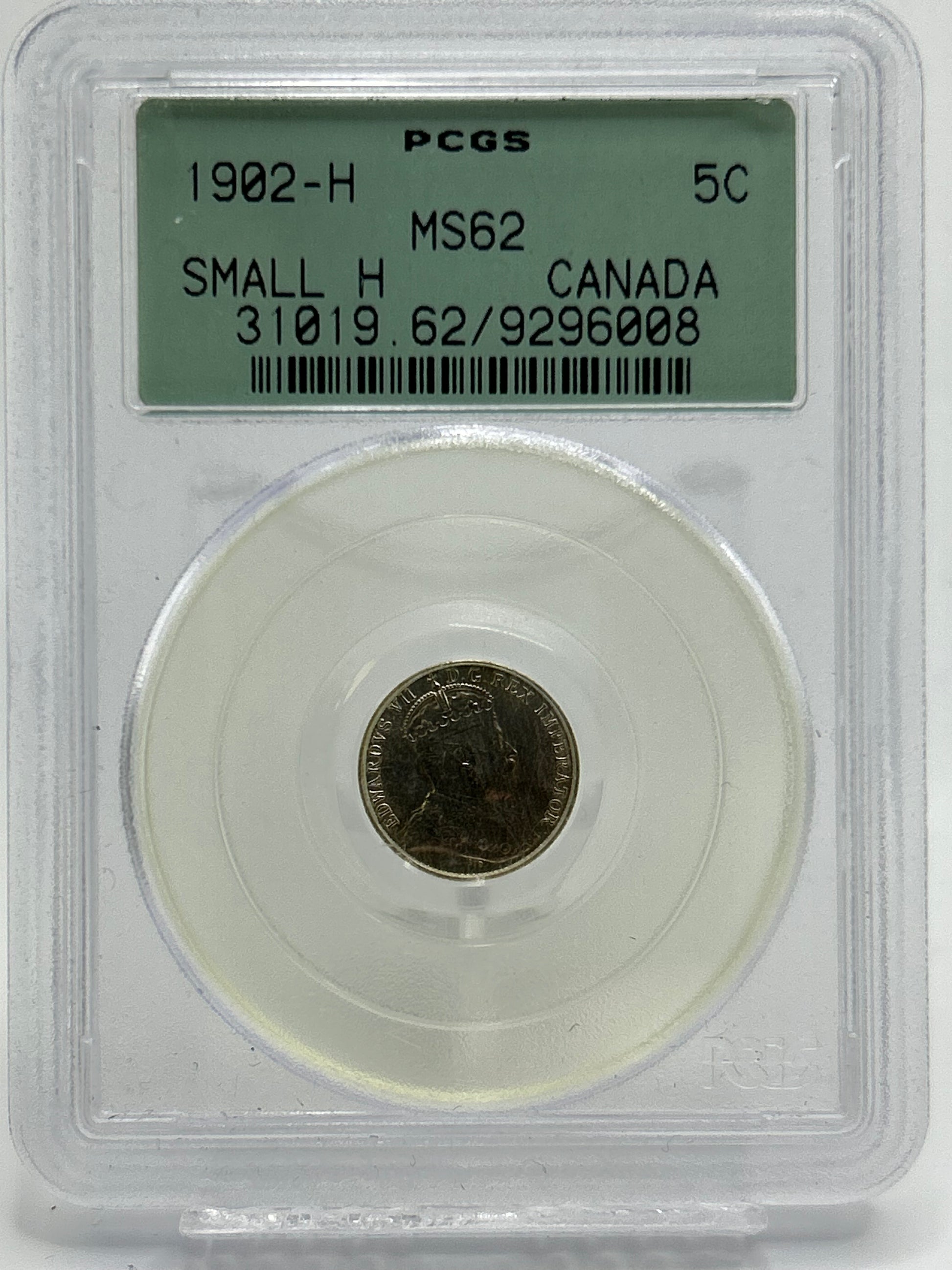 1902-H Canada 5 Cents PCGS MS 62 Small H — Obverse