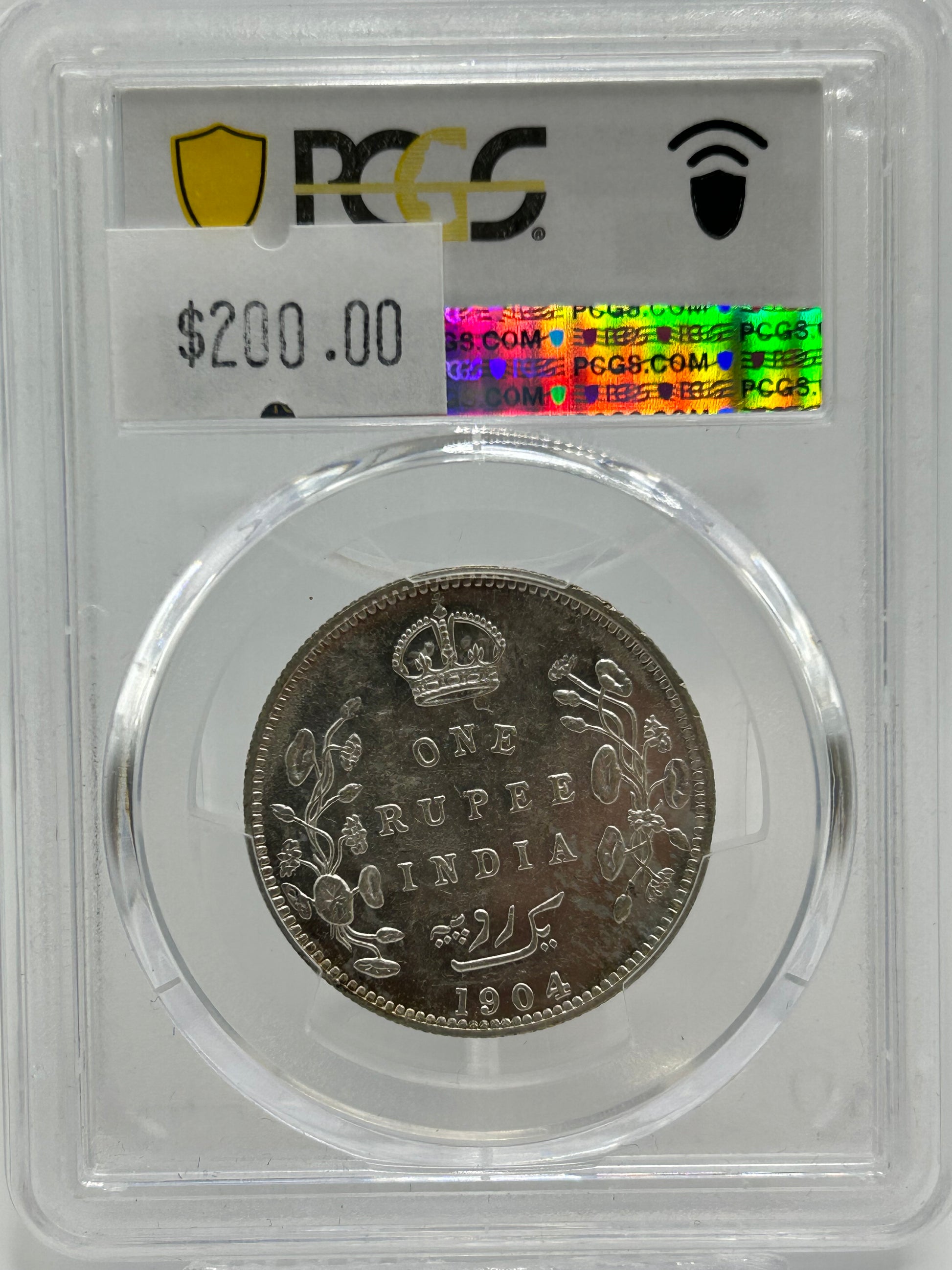 1904-B India British 1 Rupee PCGS AU 55 — Obverse