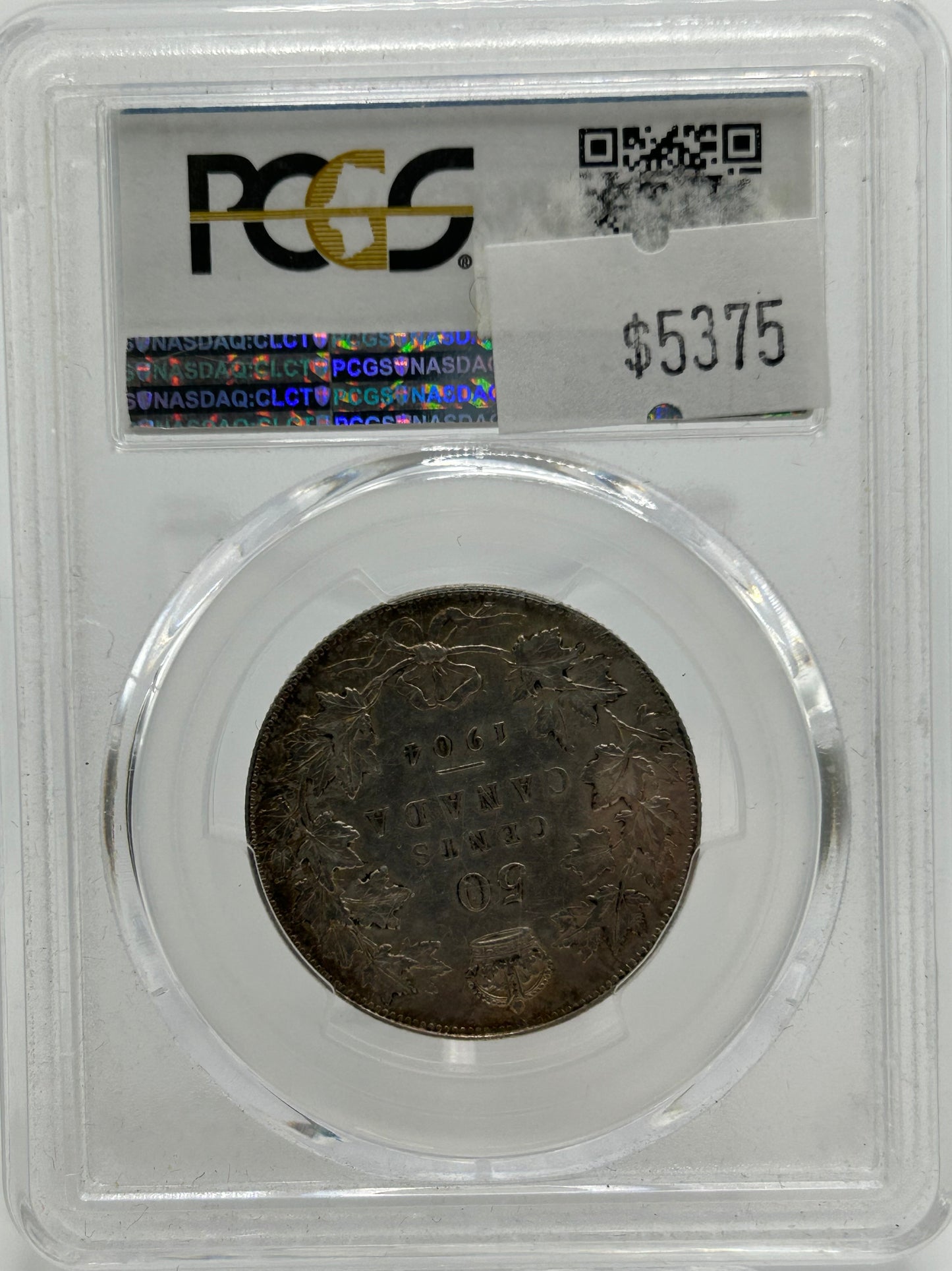 1904 Canada 50 Cents PCGS AU 55 — Reverse