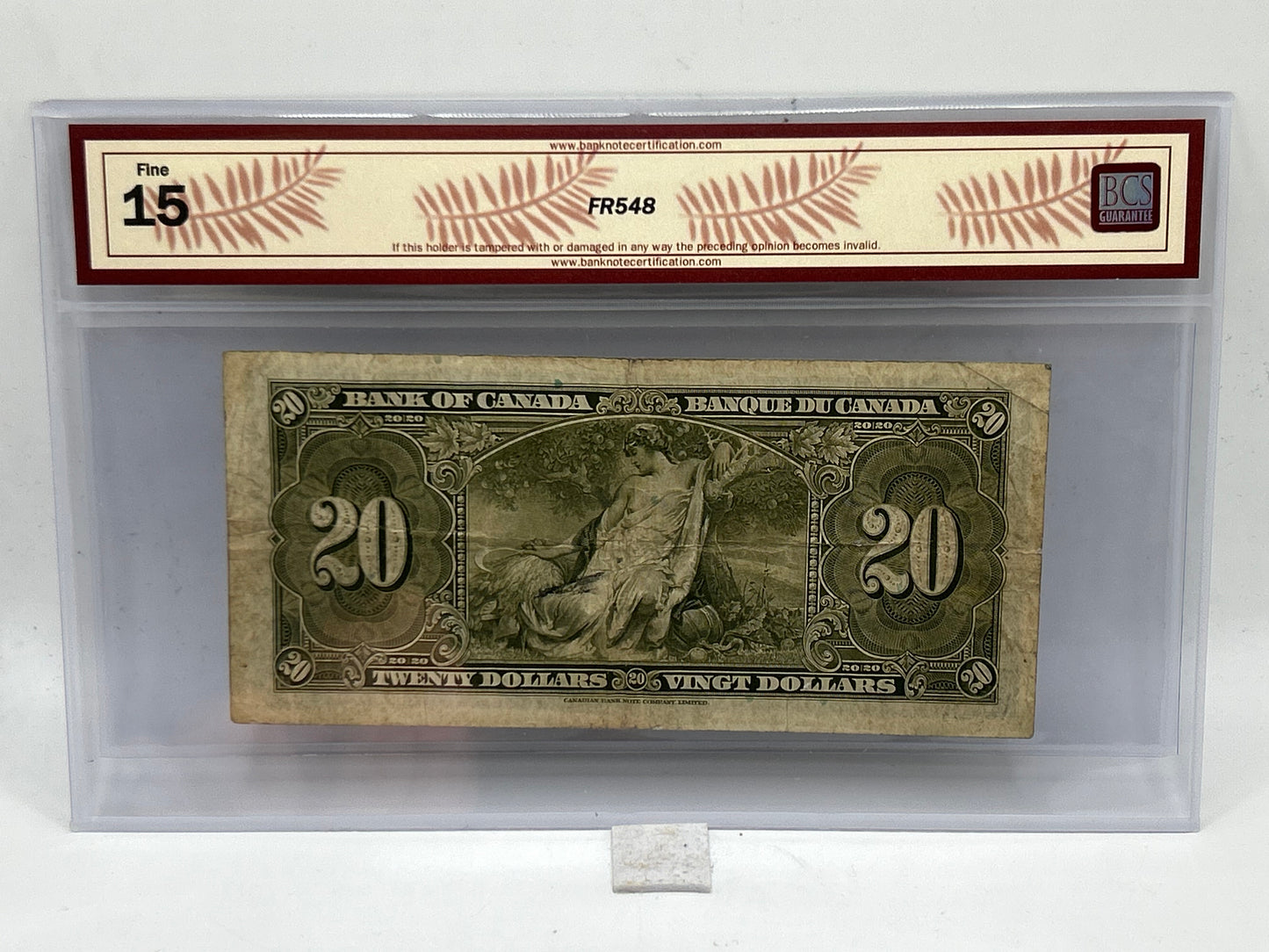 1937 Bank of Canada $20 BC-25b Gordon-Towers BCS Fine 15 - Reverse
