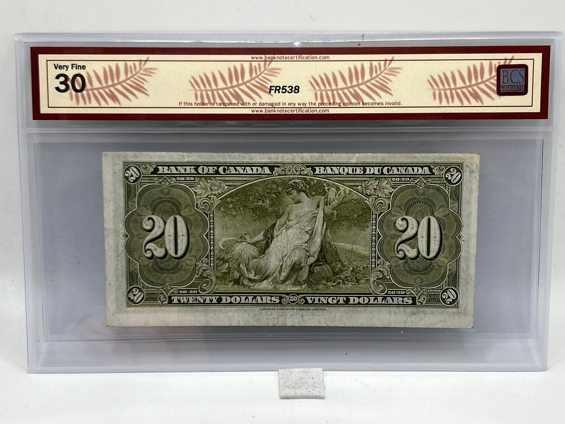 1937 Bank of Canada $20 BC-25c Coyne-Towers BCS Very Fine 30 - Reverse