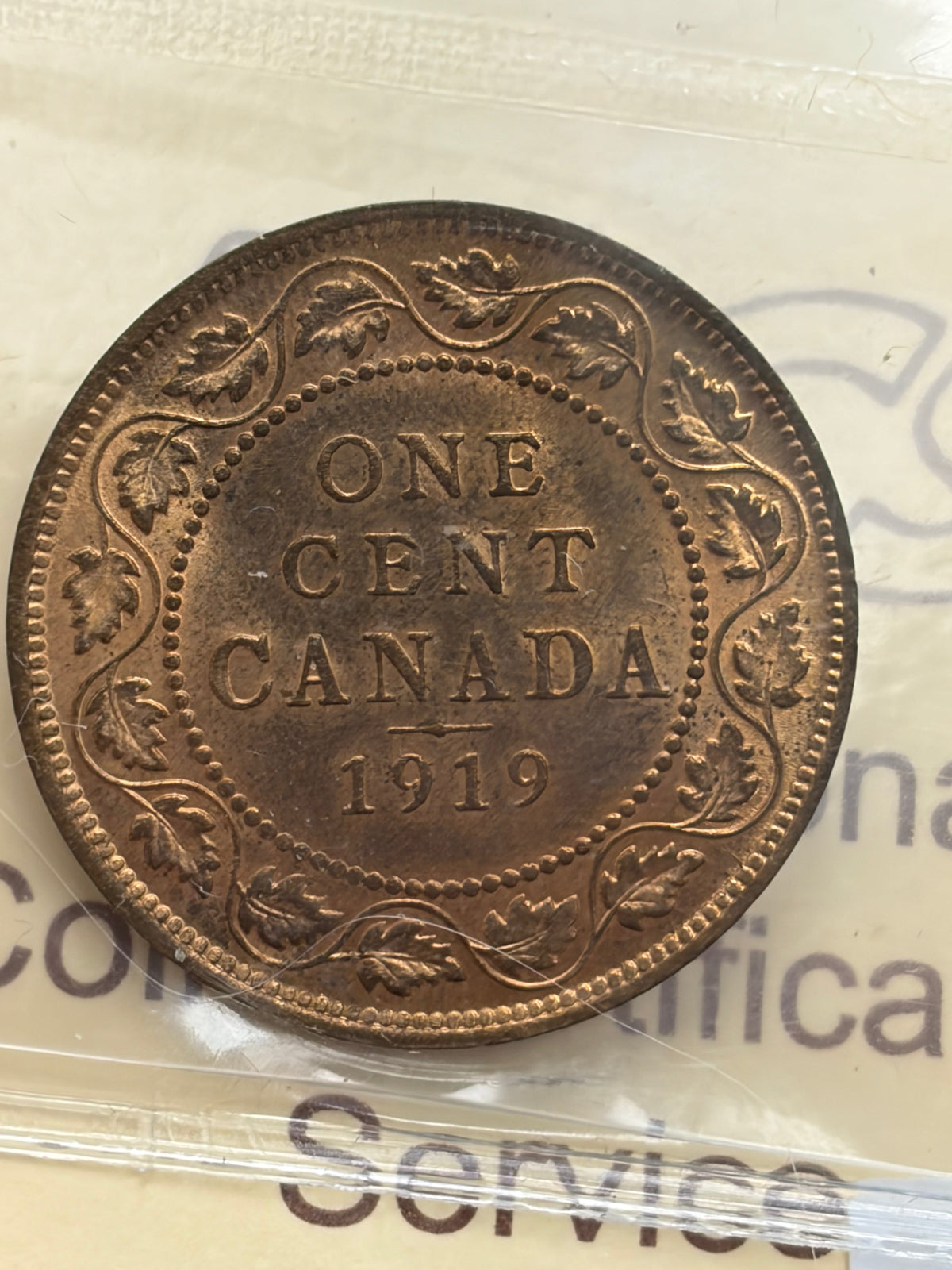 1919 Canadian 1 Cent — ICCS MS-65 Red | George V | Gem Uncirculated