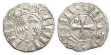 Crusaders at Antioch. Bohemund III, minority of AD 1149 to 1163. Silver Denier.