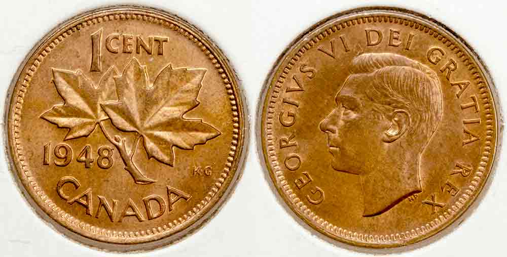 Rare Lot Canada 50 Random Mix King George VI Era Pennies. 