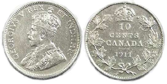 1911 canada 10 cent
