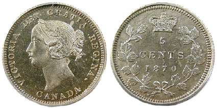 1870 canada 5 cent