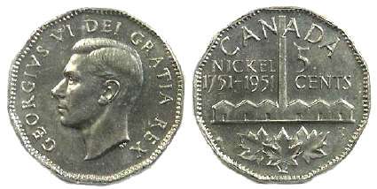 Canada 5 cent 1951